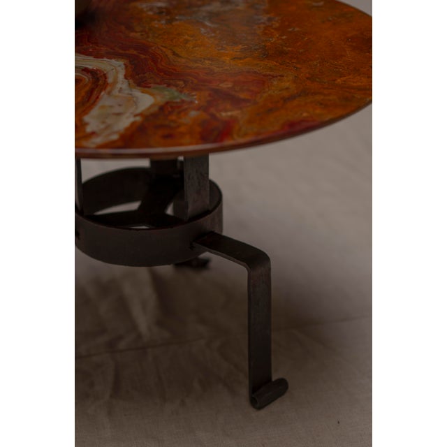 Dutch Brutalist Side Table with Red Onyx Top, 1970s For Sale - Image 3 of 8