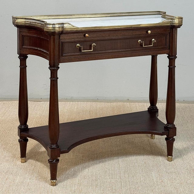 French Antique French Directoire Mahogany Console With Carrara Marble Top For Sale - Image 3 of 17