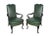 Mid-Century Modern Vintage Queen Anne Green Library Office Lounge Armchairs - A Pair For Sale - Image 3 of 7