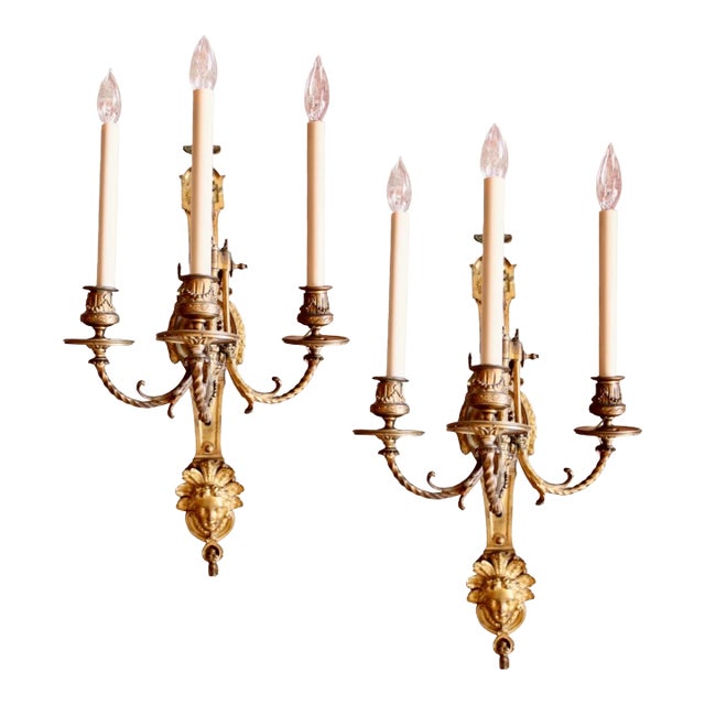 19th Century Antique French Régence Style Gilt Bronze Sconces - A Pair For Sale