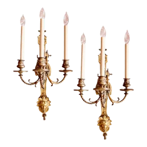 19th Century French Régence Style Gilt Bronze Sconces - a Pair