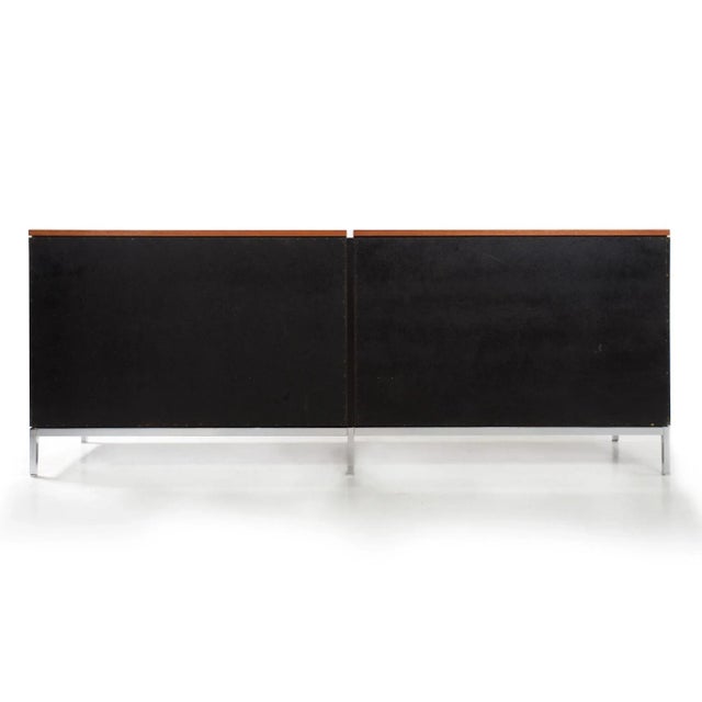 Knoll Mid Century Modern Teak and Chrome Double Chest Credenza Circa 1970 For Sale - Image 4 of 12