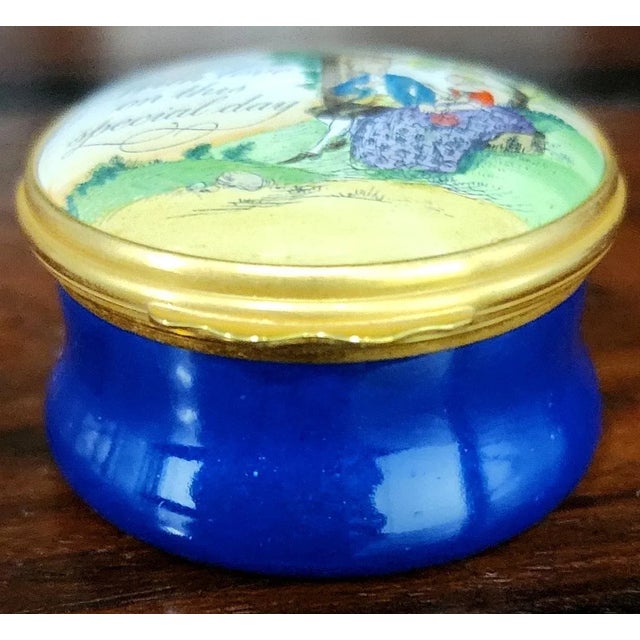 Bilston & Battersea English Fine Enamel Round Box W/Lid For Sale - Image 9 of 9