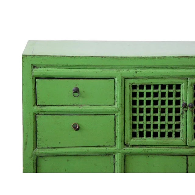 Asian Style 19th Century Chinese Green Lacquer Country-Style Sideboard For Sale - Image 4 of 10