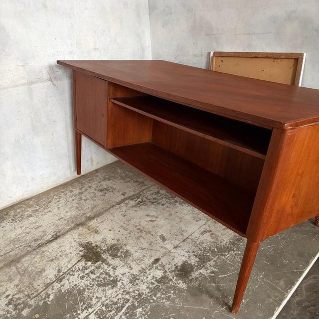 Brown Large Mid-Century Danish Teak Twin Pedestal Executive Desk, 1960s For Sale - Image 8 of 11
