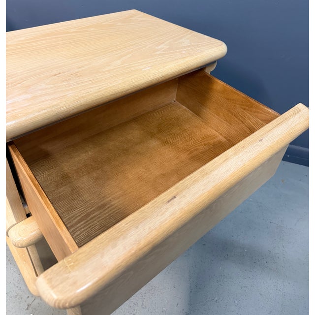 Brown 1990s Pair of Jay Spectre for Century Cerused Oak Nightstands With Brushed Steel Bases For Sale - Image 8 of 9