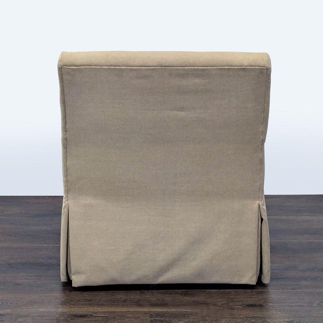 2010s Lee Industries Beige Swivel Lounge Chair With Skirted Base and Accent Pillow For Sale - Image 5 of 7