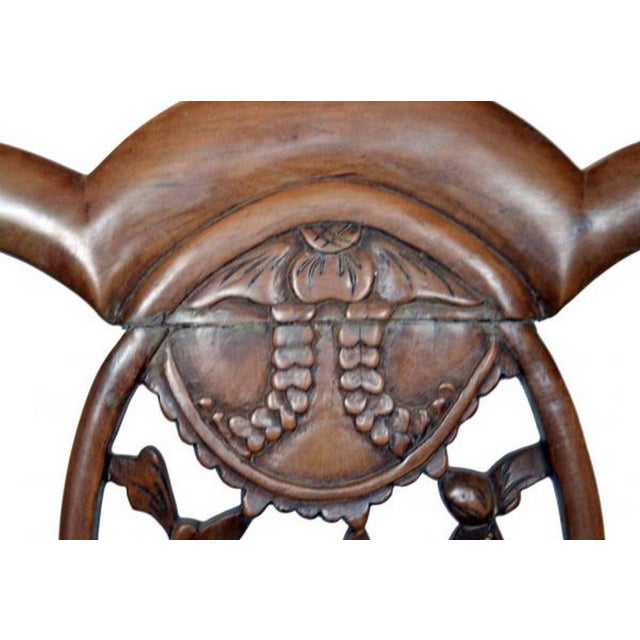 Mid 19th Century Antique 19th Century Chinese Carved Chair with Hand-Carved Pierced Splat For Sale - Image 5 of 9