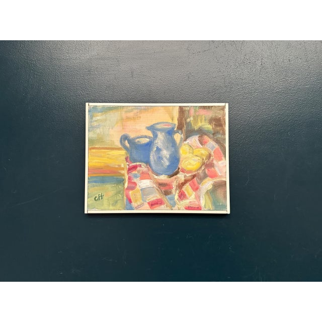 Off, Blue Jugs and Lemon, 1950s, Oil on Panel, Framed For Sale - Image 10 of 13