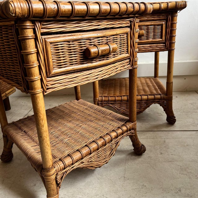Tan Bedside Tables / Nightstands, 1980s, Set of 2 For Sale - Image 8 of 11