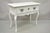 Vintage Baker French Country Regency Hoof Foot White Painted One Drawer Console Table. Item features carved hoof feet,...