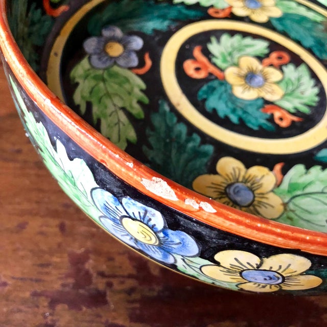Mid 20th Century Vintage Italian Pottery Floral Compote For Sale - Image 5 of 6
