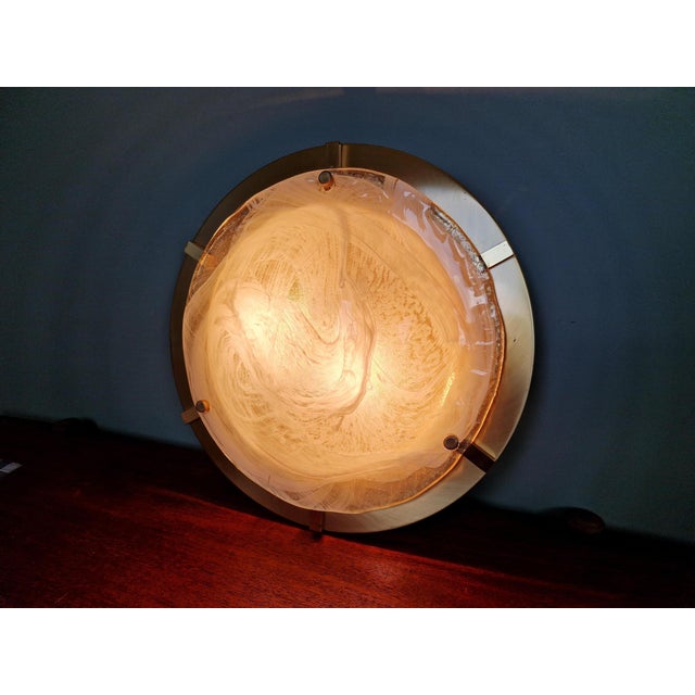 Large Brass and Murano Glass Ceiling Light from Hillebrand Lightning, 1970s, in Very Good conditions. Designed 1970 to...