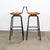 1960s Mid Century Modern Bar Stools Set 3 Cognac Tan Leather Charlotte Perriand Arcs For Sale - Image 4 of 12