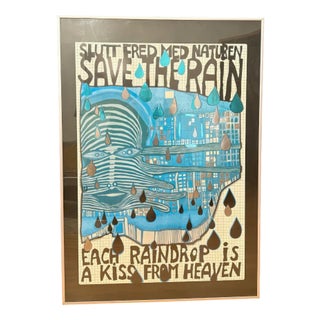 Save the Rain Poster by Friedensreich Hundertwasser, Austria / Switzerland, 1980s For Sale