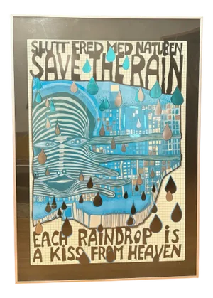 Save the Rain Poster by Friedensreich Hundertwasser, Austria / Switzerland, 1980s