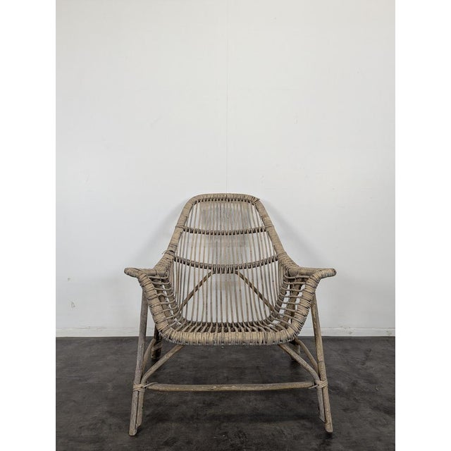 Wicker and Bamboo Lounge Chair by Georges Coslin, in Very Good conditions.