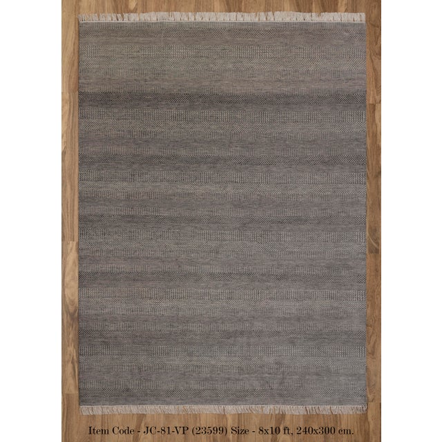 8' x 10' Savannah Hand Knotted Modern Grey and Black Wool & Silk Rug For Sale - Image 13 of 18