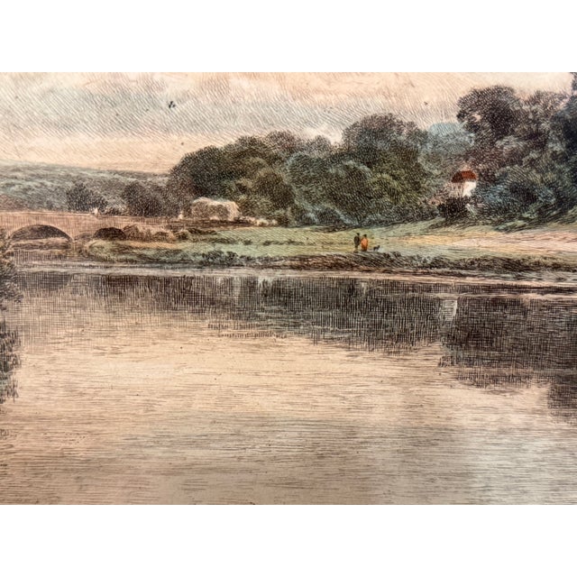Antique Etching 1907 B W Leader “The Wooded Banks of the Thames” Colored Etching by Chauvel For Sale - Image 9 of 11