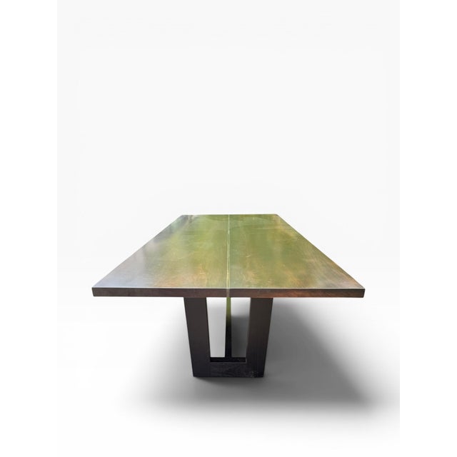 Metal Altura Furniture Architectural Modern Espresso Wood Dining Table With Metal Inlay For Sale - Image 7 of 15