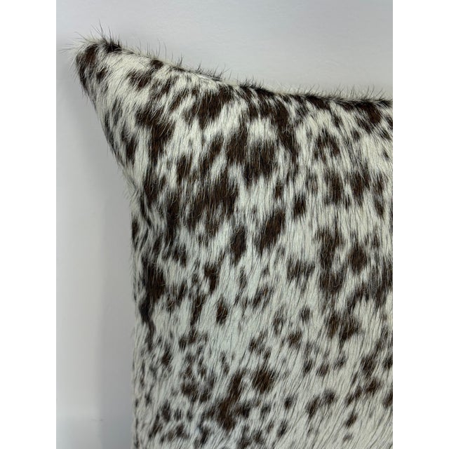 Animal Skin Premium Brazilian Watusi Cowhide Pillow Cover 16x16 – Speckled Ivory Spine – Handcrafted by Pablo Sota Designs For Sale - Image 7 of 10