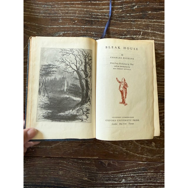 Animal Skin Bleak House by Charles Dickens 1948 Oxford University Press Leather Bound Illustrated Classic Novel For Sale - Image 7 of 10