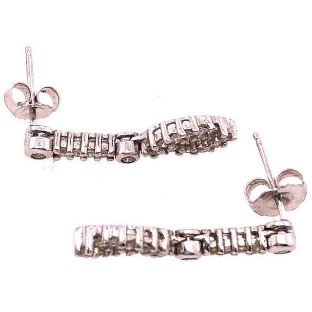 Modern 14 Karat White Gold Free Style Diamond Drop / Dangle Earrings For Sale - Image 3 of 9