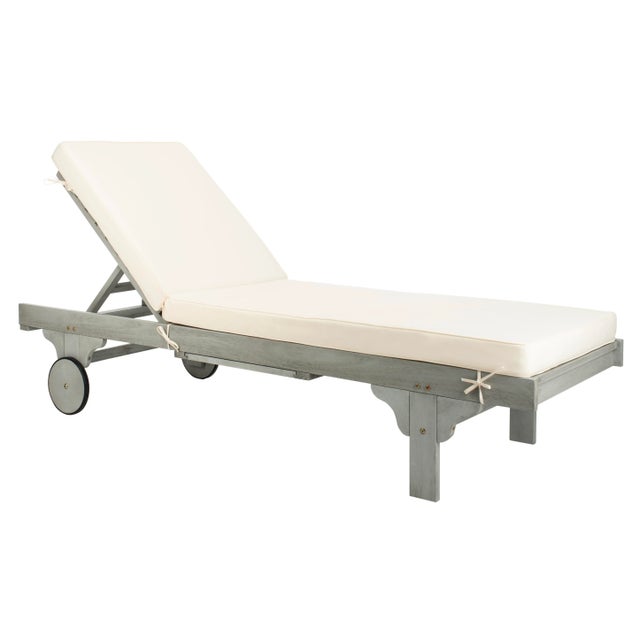 Newport Chaise Lounge Chair with Side Table, Ash Grey/Beige Cushion For Sale - Image 11 of 11
