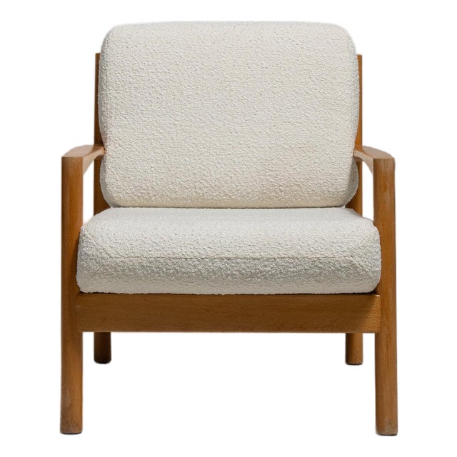 Mid 20th Century France Modern Cream Wood Armchair For Sale