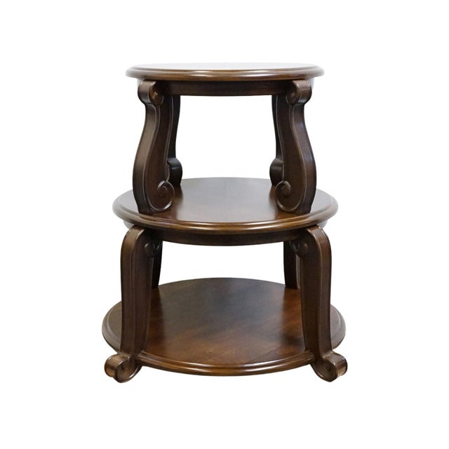 Early 21st Century Ashley Furniture Brookfield Collection Contemporary Traditional 24" Round Tiered Accent End Table T496-2 For Sale - Image 5 of 11