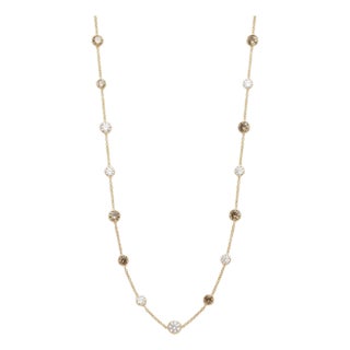 14k Yellow Gold Diamonds by the Yard Brown 16.15carets Diamond Necklace For Sale