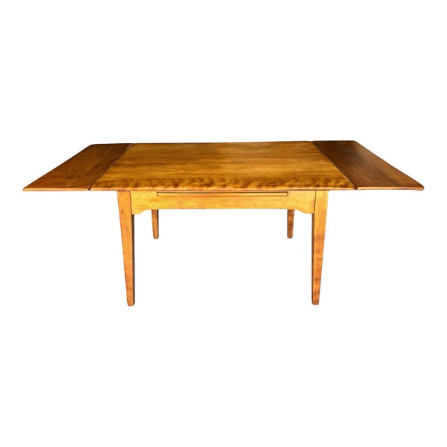 1950s Cushman Colonial Creations Draw Leaf Hard Rock Maple Dining Table For Sale