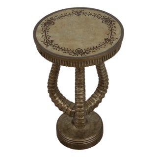 Vintage Eglomise Glass Top Accent Table For Sale