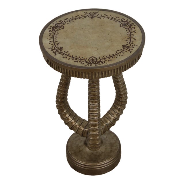 Vintage Eglomise Glass Top Accent Table For Sale