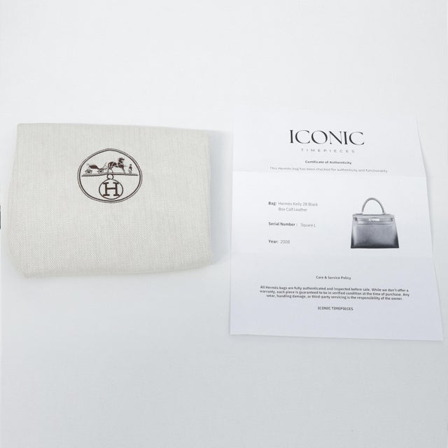 Hermès Kelly 28 Noir Box Calf Palladium Hardware 2008 For Sale In New York - Image 6 of 6