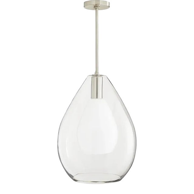 Contemporary Arteriors Brushed Nickel and Glass Nala Pendant For Sale