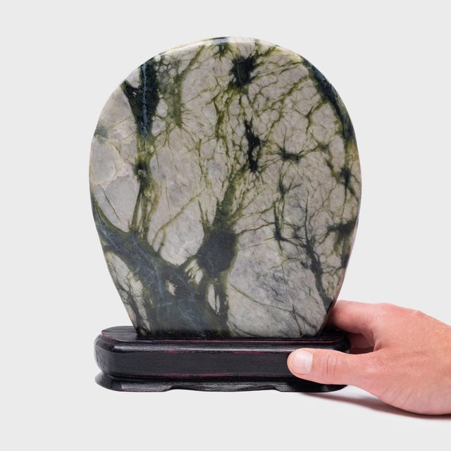 Petite Chinese Greenery Meditation Stone For Sale - Image 4 of 4