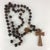 Mid 20th Century Long Vintage Swiss Dark Wooden Carved Monks Prayer Beads Cross Heart Iconography For Sale - Image 5 of 9