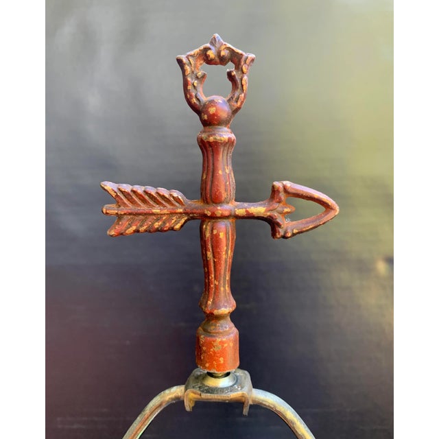 French Provincial Vintage Bouillotte Lamp Shade Finial Red Arrow For Sale - Image 3 of 4