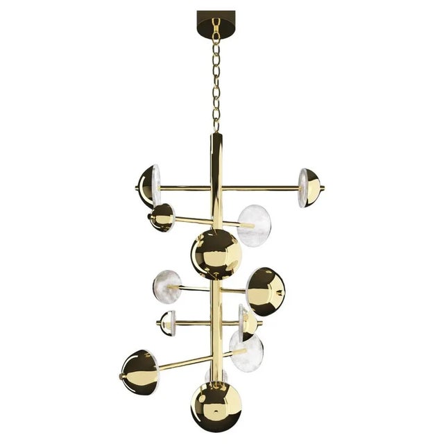 Ares Shiny Gold Metal Chandelier by Alabastro Italiano For Sale - Image 6 of 6