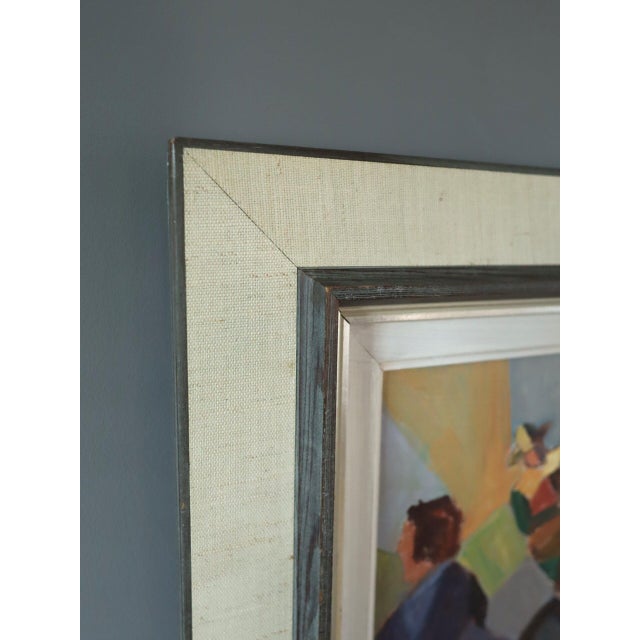 Paint Mid-Century Modern 'Dance the Night Away' Vintage Swedish Cubist Figurative Oil Painting, Framed For Sale - Image 7 of 11