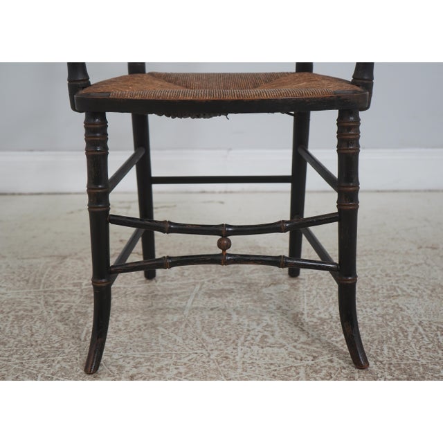 Pair of Antique Rush Seat Bamboo Sussex Type Chairs For Sale - Image 9 of 18