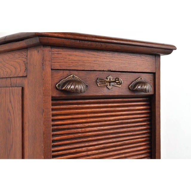Antique Roller Door Cabinet in Oak, 1890s For Sale - Image 6 of 15