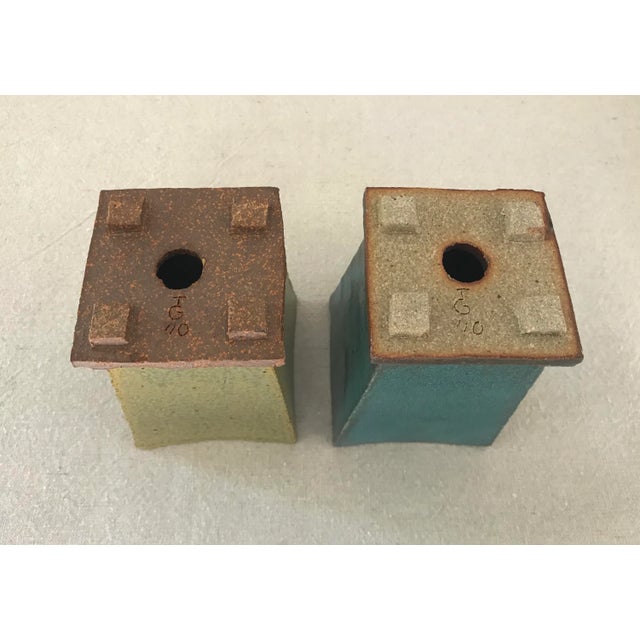 Ceramic Hand-Built Modernist Pottery Planters- a Pair For Sale - Image 7 of 9