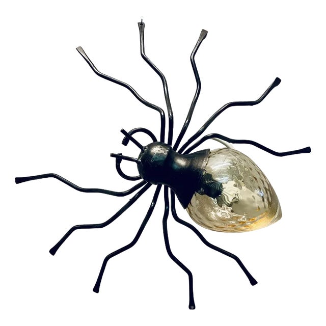 Mid-Century Italian Modern Metal and Glass Spider Wall Lamp, 1950s For Sale