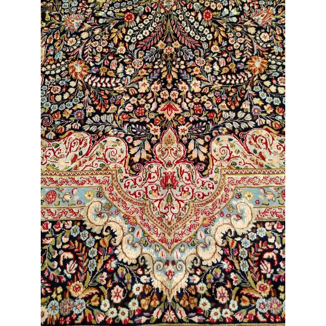Antique Oversized Persian Kerman Lavar Rug, Hand-Knotted Wool, Millefleur Floral Pattern, Navy & Ivory, 10x14 For Sale - Image 13 of 17