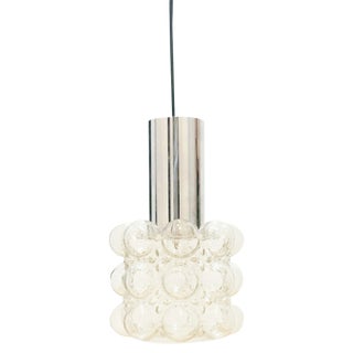 Mid-Century Bubble Glass and Chrome Pendant attributed to Helena Tynell for Limburg, Germany, 1960s For Sale