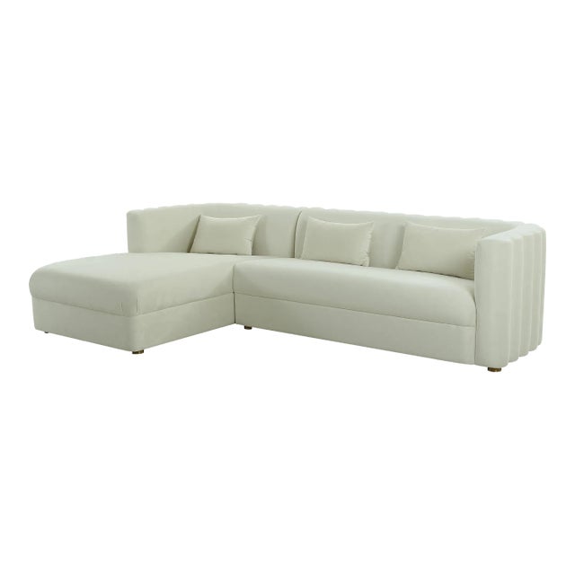 Callie Cream Velvet Sectional, Left Arm Facing For Sale