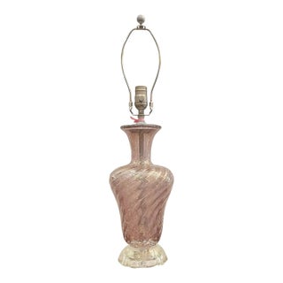 Mid Century Modern Pink Murano Italian Art Glass Table Lamp For Sale