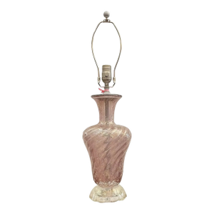 Mid Century Modern Pink Murano Italian Art Glass Table Lamp